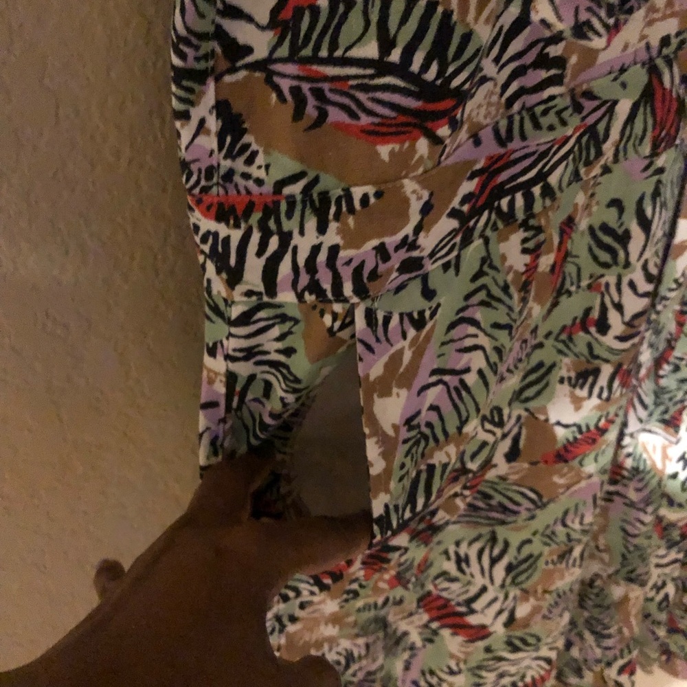 Noisy May Shirt Romper Animal Print Playsuit Multi-Color Collar Button Tie - Picture 6 of 8